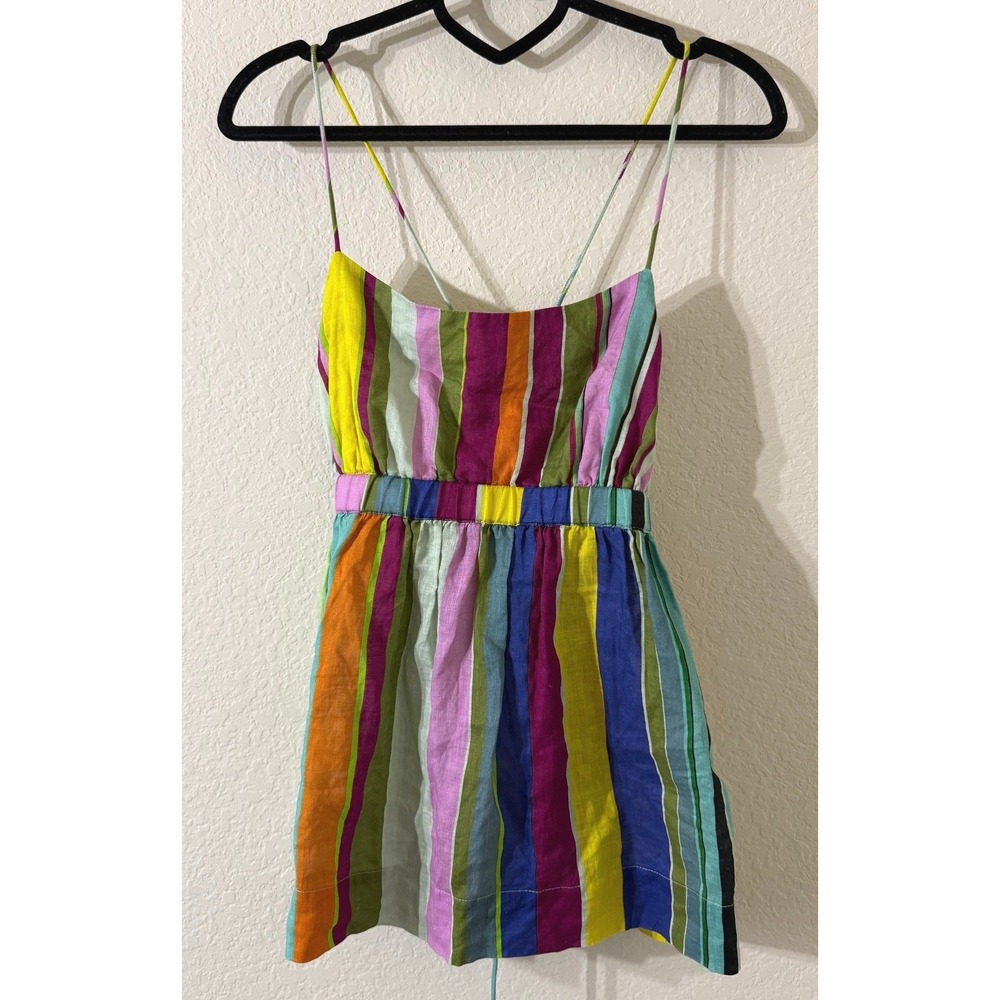 Hope for Flowers Tracy Reese Organic Linen Striped Tie Top Multicolor S Boho